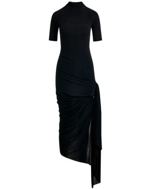 Essentiel Antwerp Ruched-Detail Asymmetric Dress - Black