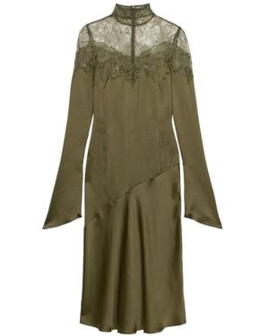 Blumarine Lace-Detail High-Neck Midi Dress - Green