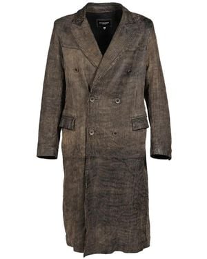 NO/FAITH STUDIOS Double-Breasted Leather Coat - Gray