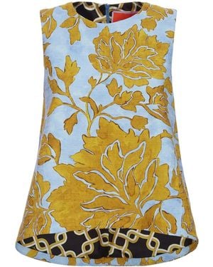 La DoubleJ Cotton Floral La Scala Top - Yellow