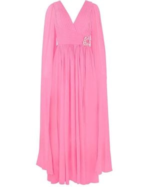 Elie Saab Pleated Cape Dress - Pink