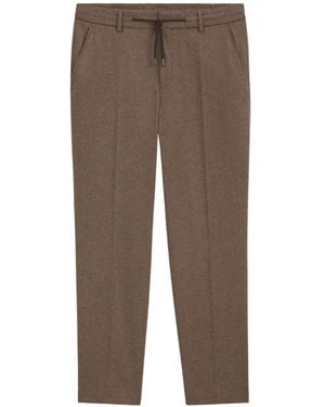 BOSS Drawstring-Waist Tapered-Leg Trousers - Brown