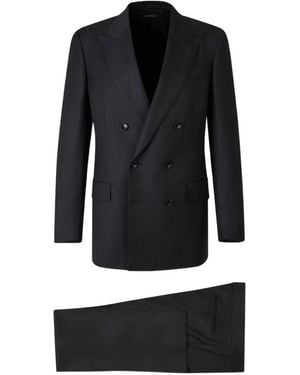 Tom Ford Traje Con Doble Botonadura - Negro