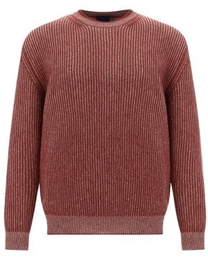 Paul & Shark Ribbed-Knit Crew-Neck Sweater - Red