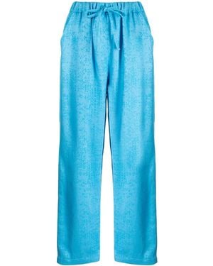 Bambah Torin Abstract-Print Linen Lounge Pants - Blue