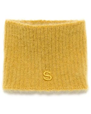 Sacai Logo-Embroidered Scarf - Yellow