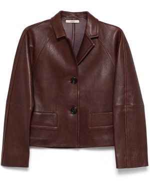 ODEEH Lambskin Grained Leather Jacket - Brown