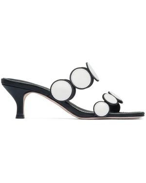 Bernardo Prya Circle-Embellished Heeled Sandals - White