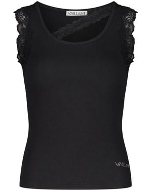 Vaillant Studio Lace-Trim Ribbed Tank Top - Black