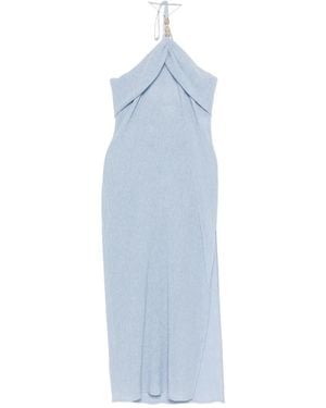 Magda Butrym Halterneck Draped Midi Dress - Blu