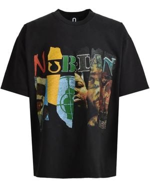 NUBIAN Graphic-Print Washed T-Shirt - Black