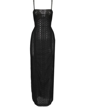 Charo Ruiz Robe Longue À Empiècements En Dentelle - Noir