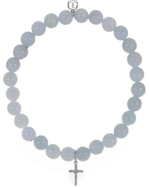 Sydney Evan Aquamarine Cross Charm Bracelet - Metallic