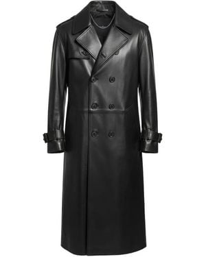 John Richmond Double-Breasted Belted Leather Coat - Black