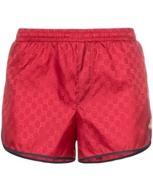 Gucci Monogram Bee Embroidery Swim Shorts - Red