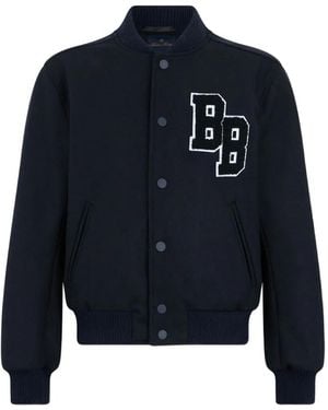 Brooks Brothers Logo-Embroidered Bomber Jacket - Blue