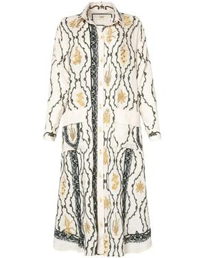 Agua Bendita Frida Calado Linnen Maxi-Shirt - Wit