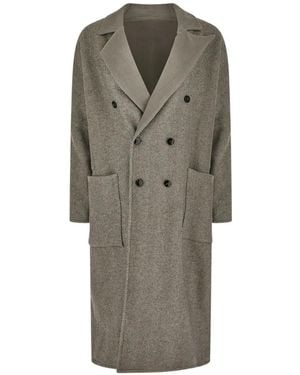 TRUE AVENUE Herringbone Double-Breasted Coat - Grey