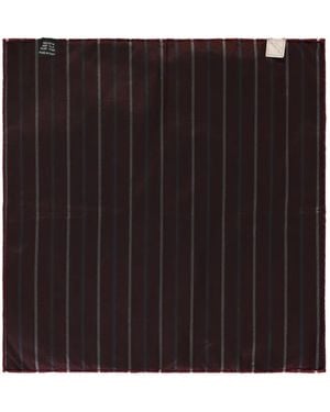 Pal Zileri Striped Silk Pocket Square - Black