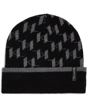 Karl Lagerfeld Beanie Mit Monogramm - Schwarz