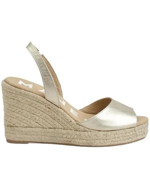 Manebí Metallic-Leather Slingback Espadrilles - Natural