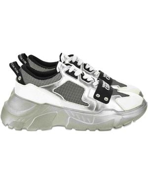 Versace Jeans Couture Mesh-Sneakers mit Metallic-Einsatz - Grau