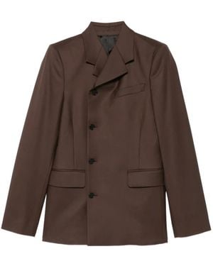 ALAINPAUL Asymmetric-Fastening Wool Jacket - Brown