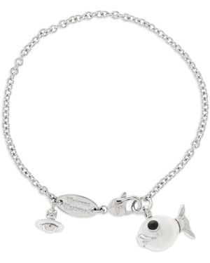 Vivienne Westwood Bracciale Con Logo Inciso - Bianco