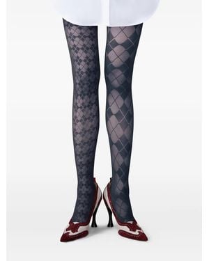 Thom Browne Argyle Mesh Tights - Blue