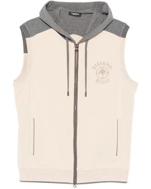 Stefano Ricci Logo-Embroidered Zip-Up Hoodie - White