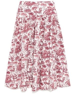 STAUD Floral Mid-Length Skirt - Red