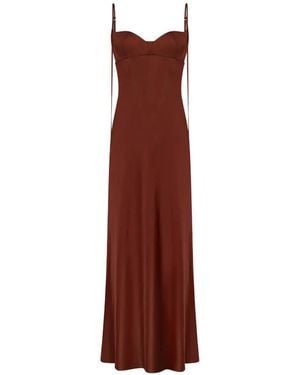 Anna October Isolde Satin-Finish Maxi Dress - Brown