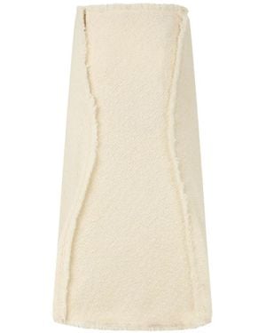 Alberta Ferretti Falda Midi Con Ribete De Flecos - Blanco