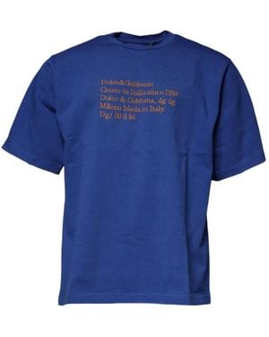 Dolce & Gabbana Embroidered-Motif Cotton T-Shirt - Blue