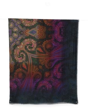 Etro Paisley-Print Frayed Scarf - Purple