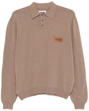 Magliano Long-Sleeve Logo-Patch Polo Shirt - Brown