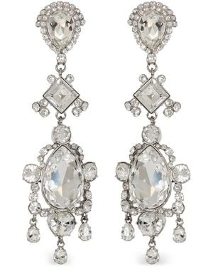 Balmain Pendientes Con Colgante De Latón Y Cristal - Blanco