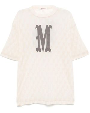 MASU Mesh-T-Shirt mit Engel-Print - Weiß