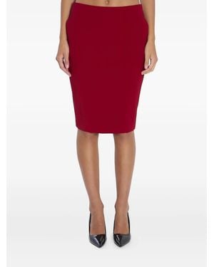 Saint Laurent Satin Pencil Skirt - Red