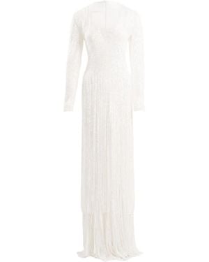 Ana Radu Fringe-Detailed Maxi Dress - White