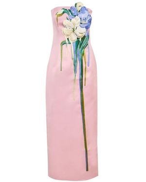 LEO LIN Rayna Floral-Appliqué Bustier Maxi Dress - Pink