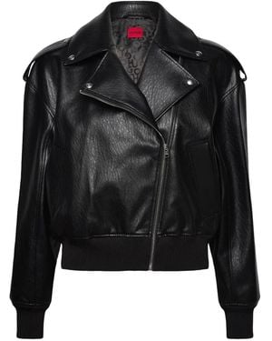HUGO Zip-Up Biker Jacket - Black