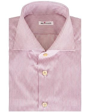 Kiton Hemd Mit Längsstreifen - Pink