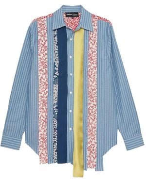 Edward Cuming Hemd im Patchwork-Design - Blau