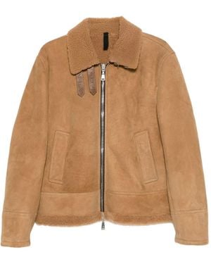 Tagliatore Veste Bomber Zippée En Peau Lainée - Brown