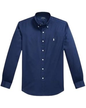 Polo Ralph Lauren Custom-Fit Ultra-Light Cotton Twill Shirt With Pony Embroidery - Blue