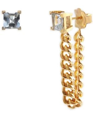 NORMA JEWELLERY Aquamarine Square Drop Earrings - Metallic