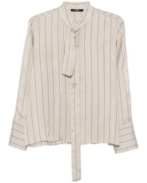 Seventy Pinstripe-Pattern Pussy-Bow Blouse - White