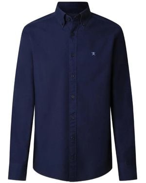 Hackett Oxford Logo-Embroidered Shirt - Blue