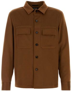 ZEGNA フラップポケット シャツ - ブラウン
